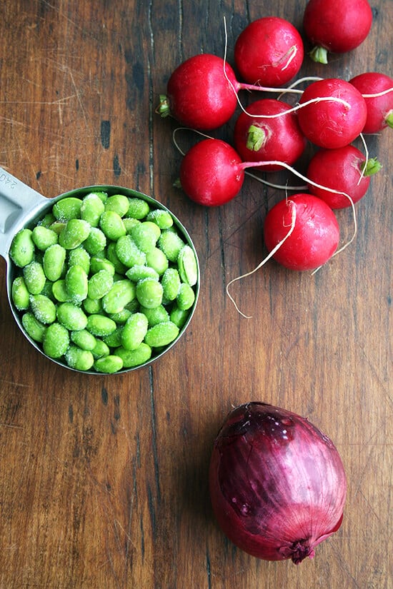 radishes, edamame & onion