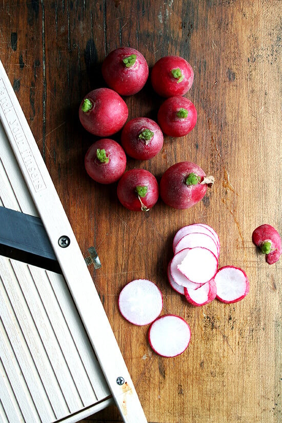 sliced radish tops