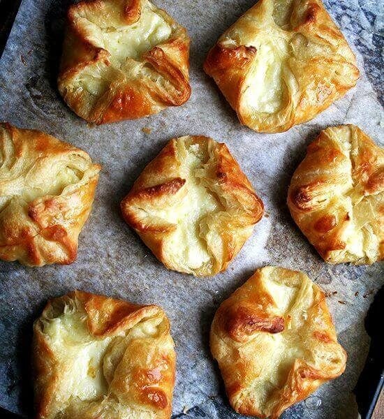 baked Ricotta Danishes on a sheet pan