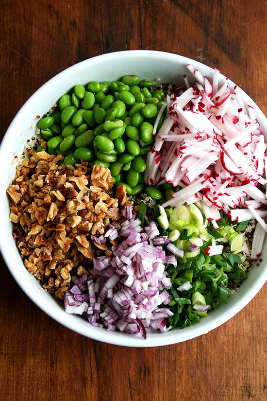 Quinoa Salad With Snap Peas Radishes and Carrots