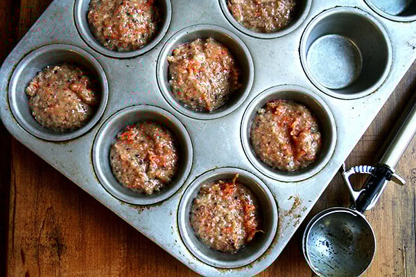 quinoa and carrot muffins, unbaked
