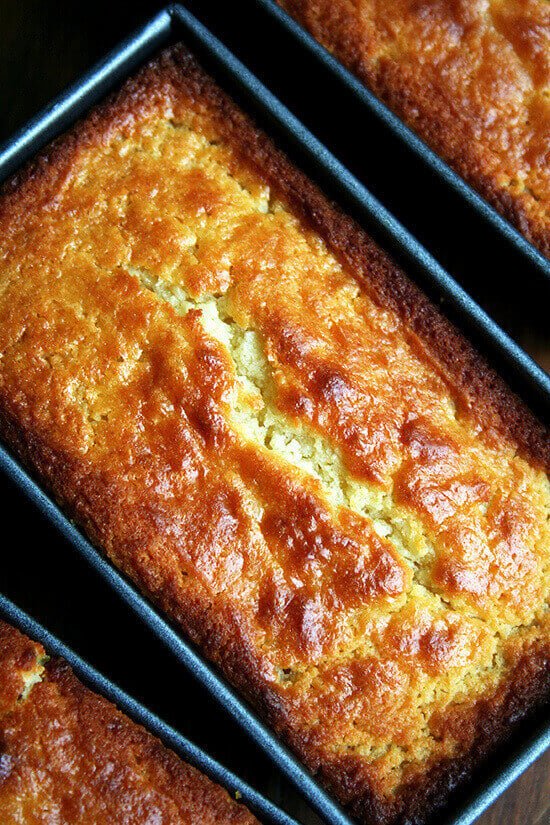 Mini loaves of lemon-ricotta pound cake, just out of the oven. 