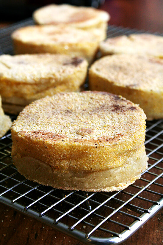 Breakfast doesn't get much better than this: beautifully golden homemade English muffins topped with strawberry jam, so fresh and bright, perfectly sweet and lemony. // alexandracooks.com