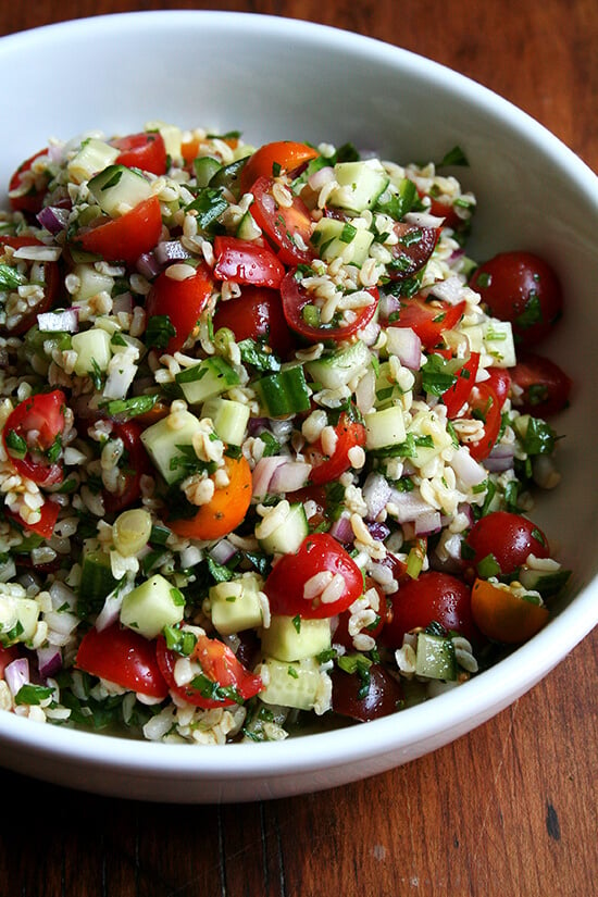 A bowl of tabbouleh.