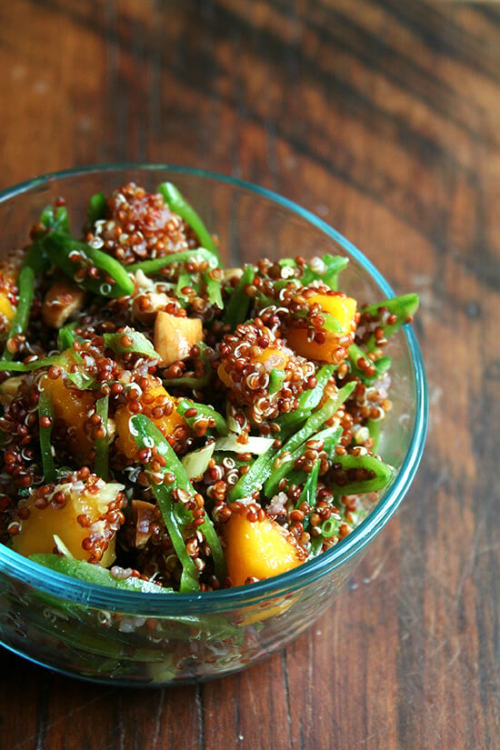 quinoa salad with snap peas, mango, lime & ginger