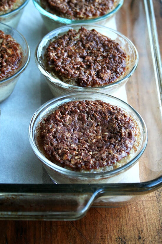 Individual bowls of baked steel cut oatmeal