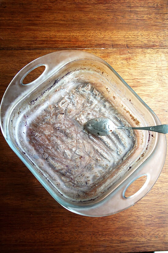 Pan of baked steel cut oatmeal all eaten up! 