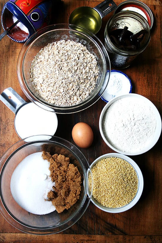 Ingredients to make millet muffins.