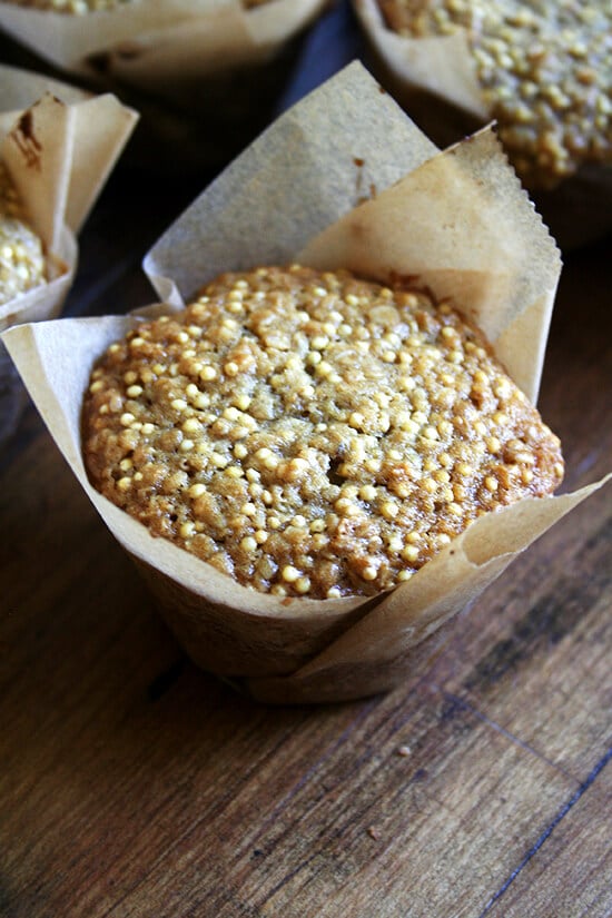 millet muffin cut in half