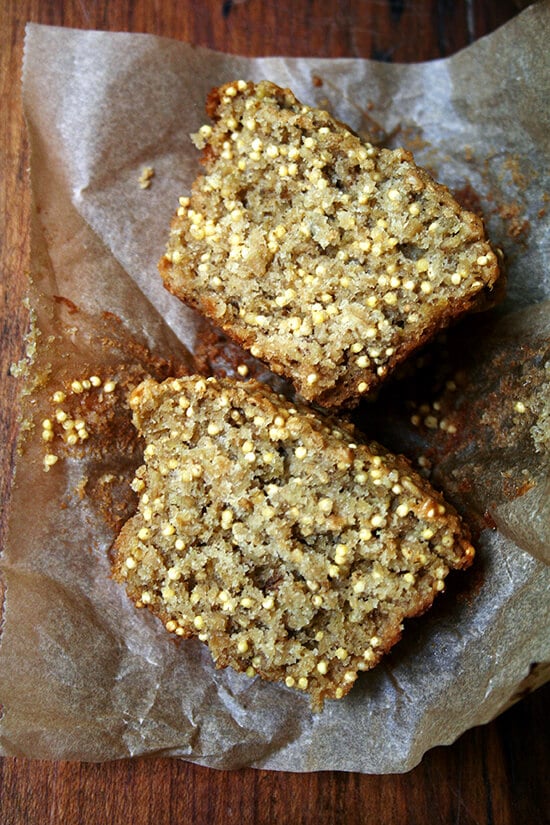 If you've never experienced a baked good loaded with millet, you'll likely be suspicious. I was too. I promise you, however, one bite of these millet muffins (gluten-free or not) will convince you that these teensy pearls should be relegated to the birds no more. // alexandracooks.com