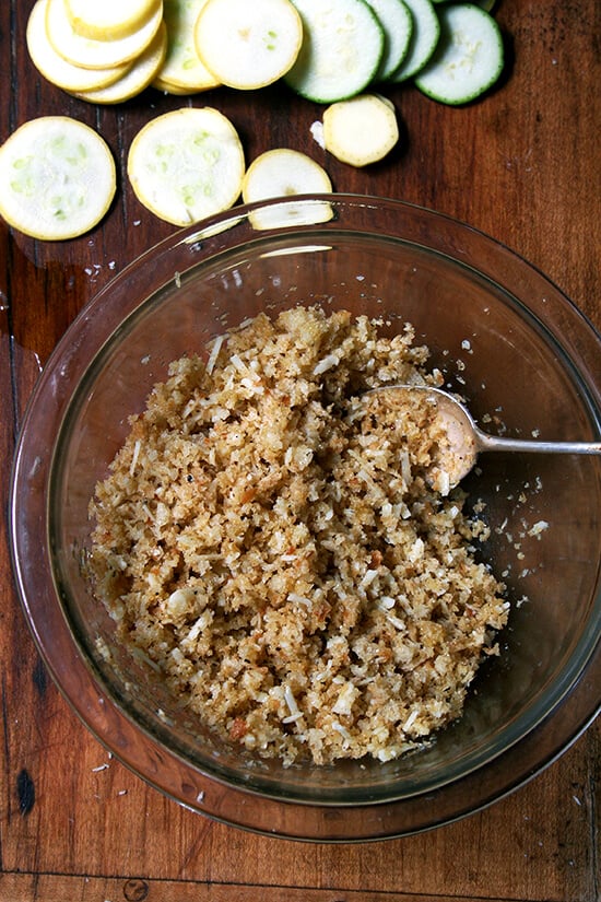 breadcrumbs and cheese topping