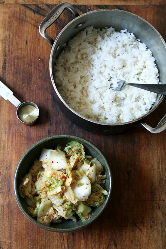 ingredients for kimchi rice 