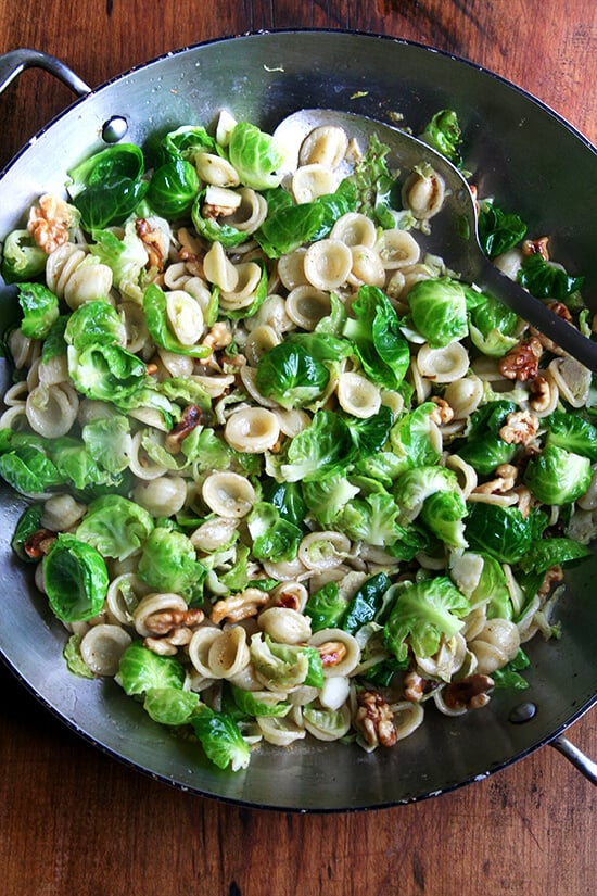 Orecchiette with Brussels sprouts walnuts & brown butter