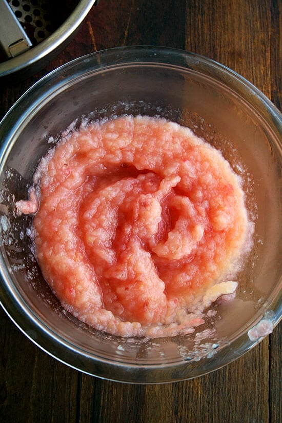 A bowl of homemade applesauce. 