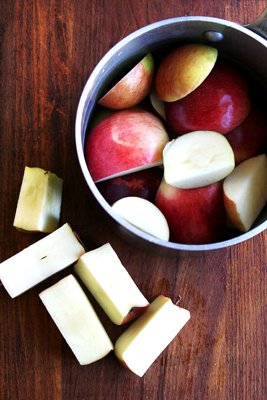 Apples in pot.