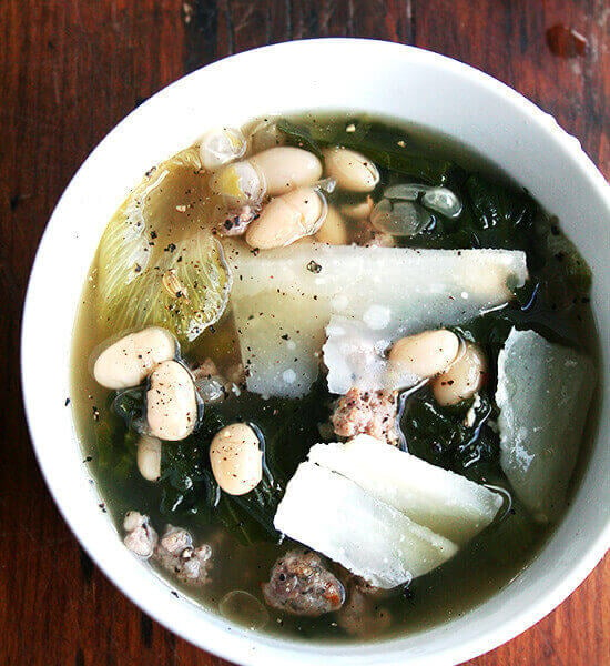 white bean, sausage, and escarole soup