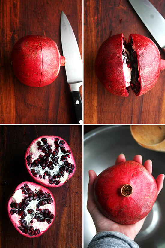 preparing the pomegranate for seeding