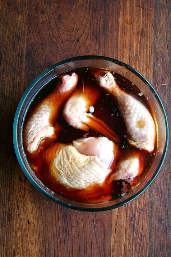 chicken, marinating