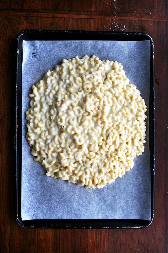 spreading on the sheet pan