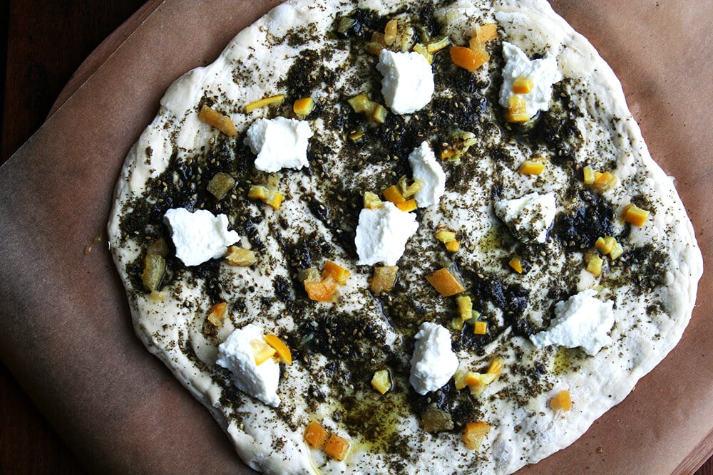 preserved lemon, za'atar & ricotta pizza