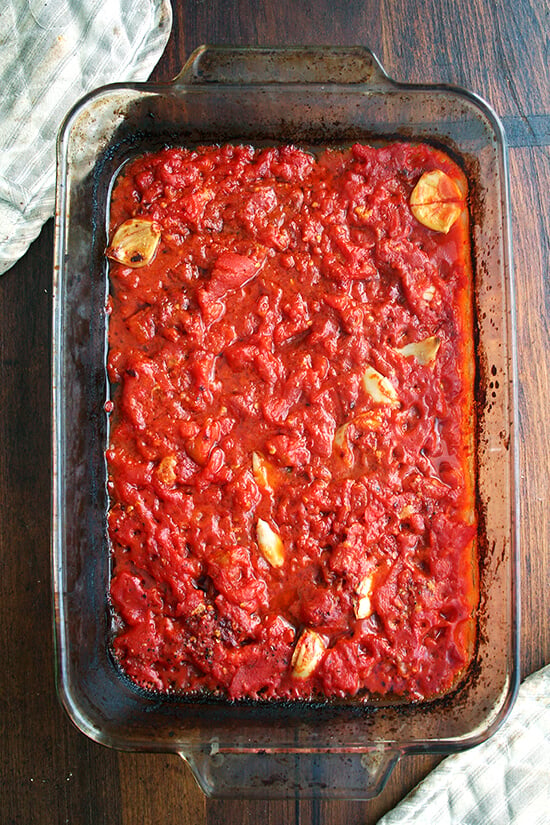 Roasted with butter, anchovies and a lot of garlic, canned tomatoes transform into an incredibly tasty, easy-to-make, all-purpose tomato sauce. // alexandracooks.com