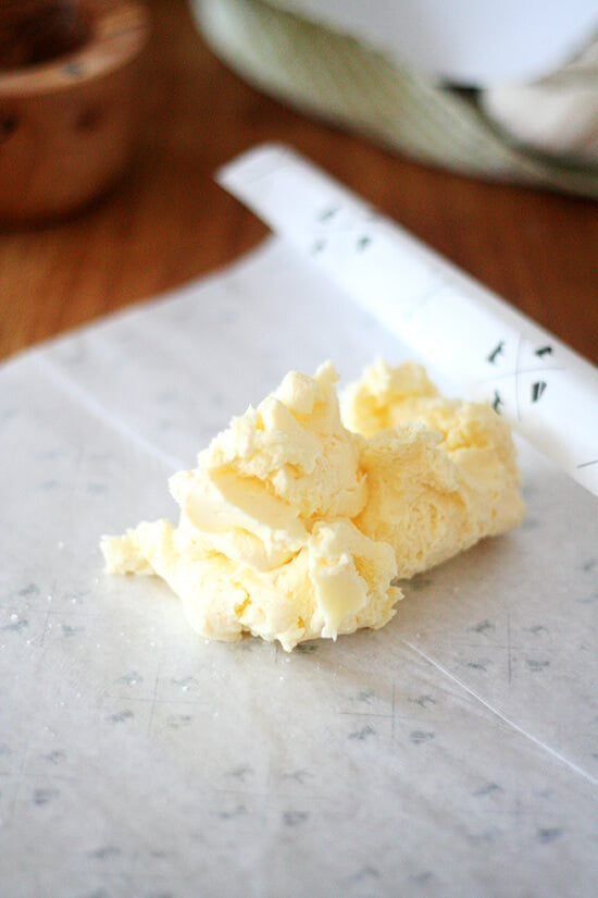 As with most homemade dairy experiments, the process of making homemade cultured butter is half the fun: watching the cream thicken on the countertop, seeing it separate into curds and buttermilk in the food processor, unwrapping the cheesecloth to reveal a rich, tangy mass. // alexandracooks.com