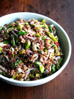A bowl of spring wheat berry salad.