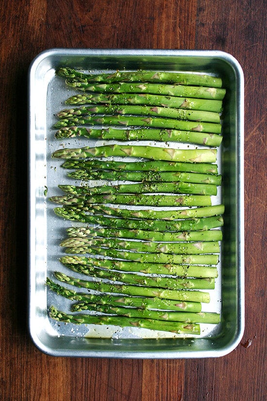 asparagus on a sheet pan