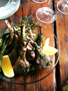 broiled lamb chops with Nigella Lawson's mint sauce
