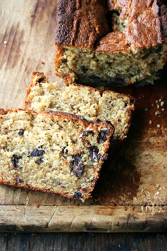 slice of orange coffee cake with chocolate