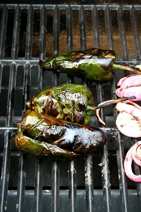 grilling the vegetables