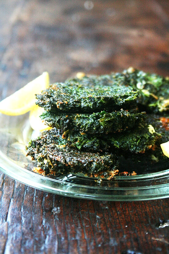Crispy on the edges, creamy in the center, these little chard fritters, squeezed with lemon, make the most lovely Meatless Monday meal. But more importantly they save the fridge from utter and complete dark-leafy-green domination. And for that I couldn't be more grateful. // alexandracooks.com