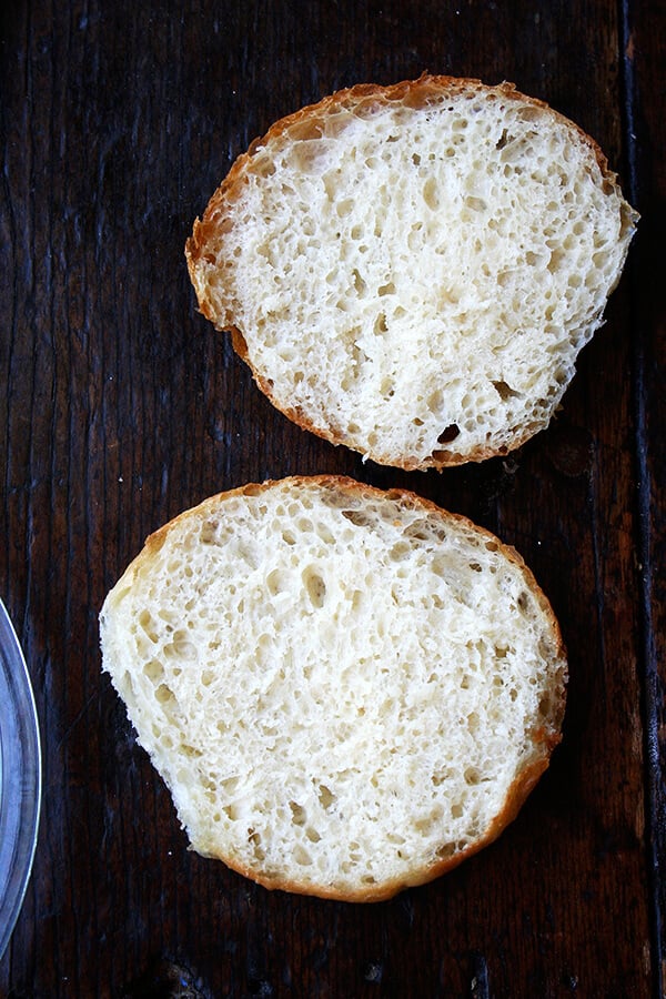 halved potato bun