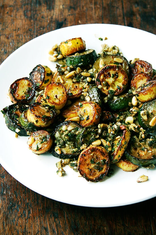 a plate of summer squash sauté