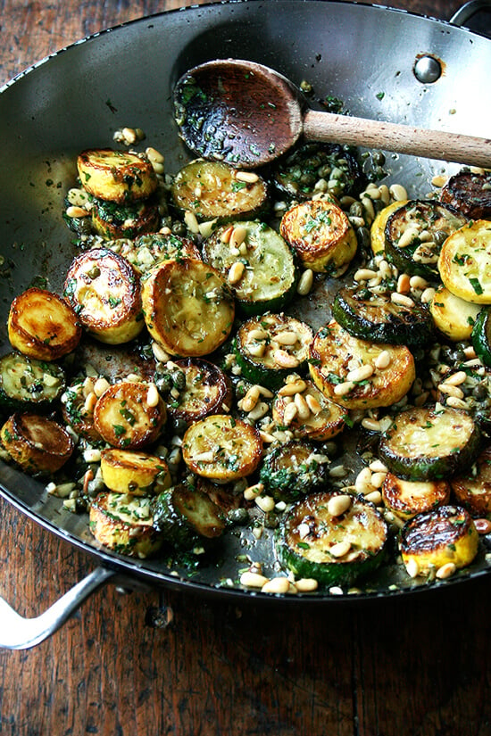 sautéed zucchini with mint, basil & pine nuts