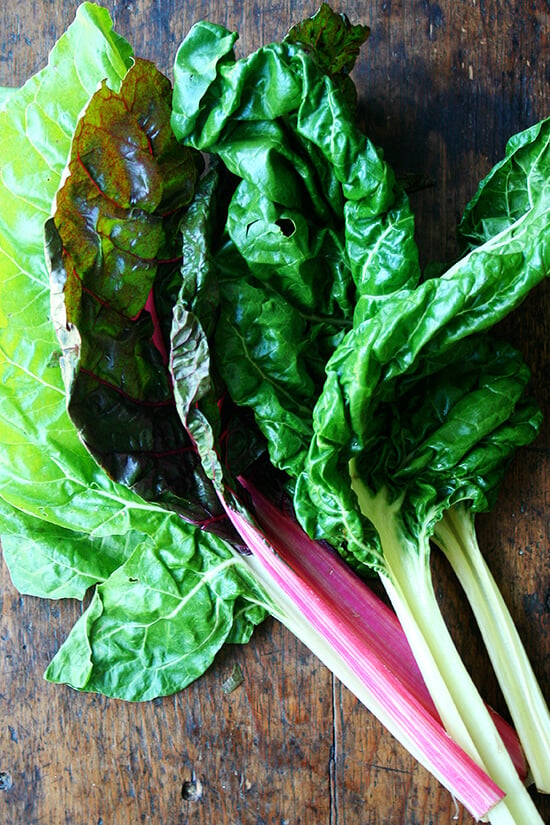 A head of Swiss chard.