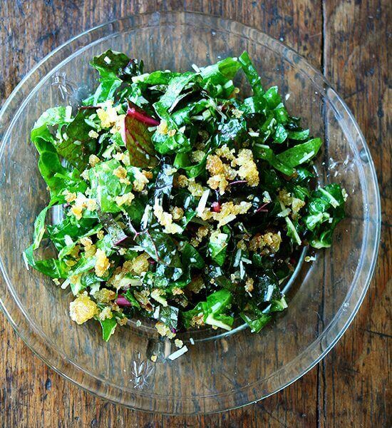 Swiss Chard Salad with Lemon, Parmesan, and Breadcrumbs