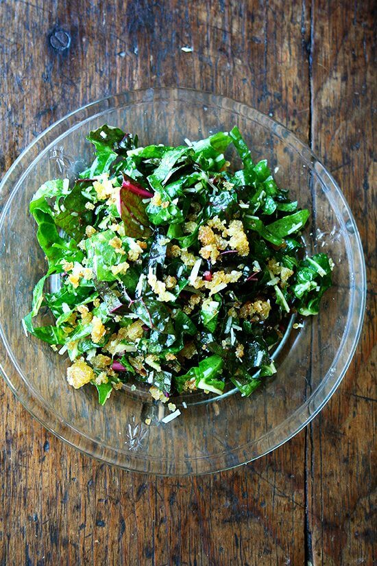 Swiss Chard Salad with Lemon, Parmesan, and Breadcrumbs