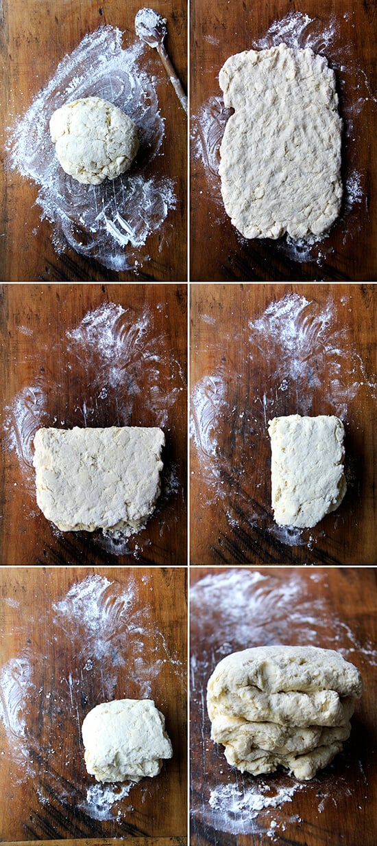 folding the biscuit dough