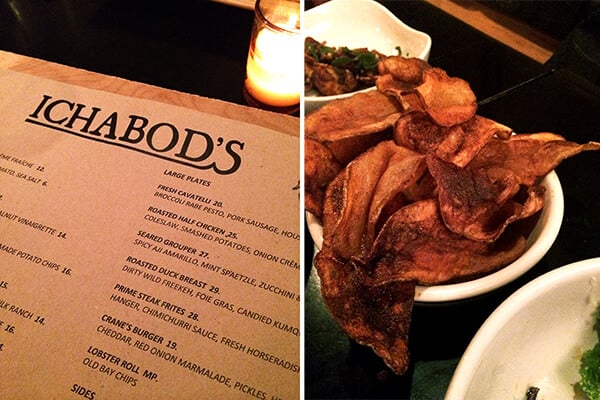 Ichabod's menu & Old Bay chips.