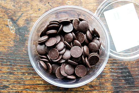 A tub of chocolate pistoles.