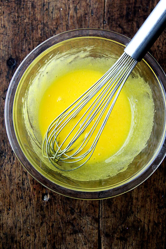 whisked yolks