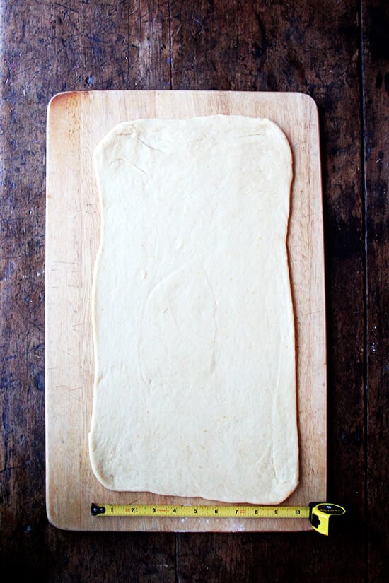 rolling out the babka dough