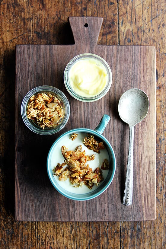 Made some yogurt bowls with homemade granola and lemon curd for a