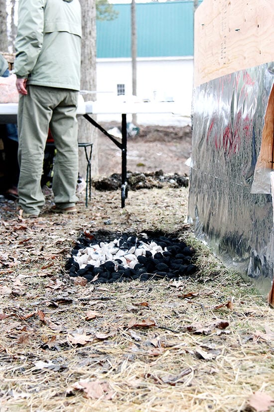 preparing the coals