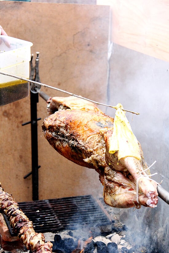 basting the lamb