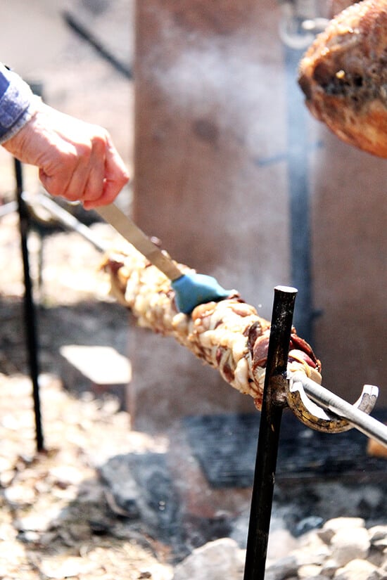 basting the kokoretsi