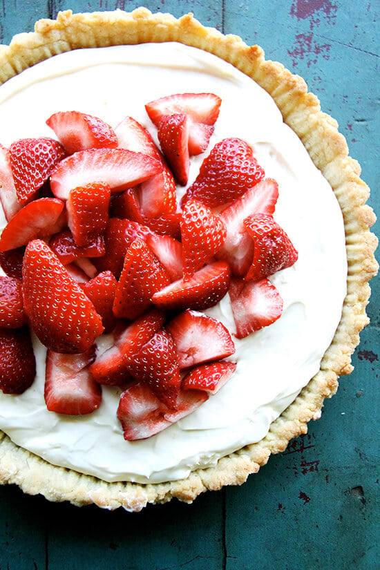 I have made this strawberry mascarpone tart several times with a lemony, sweetened mascarpone topped with fresh berries. This is the only pastry crust I will make all summer long in my hot kitchen, on my unforgiving countertops, with my warm, clammy hands. Sayonara rolling pin, see you in the fall. // alexandracooks.com