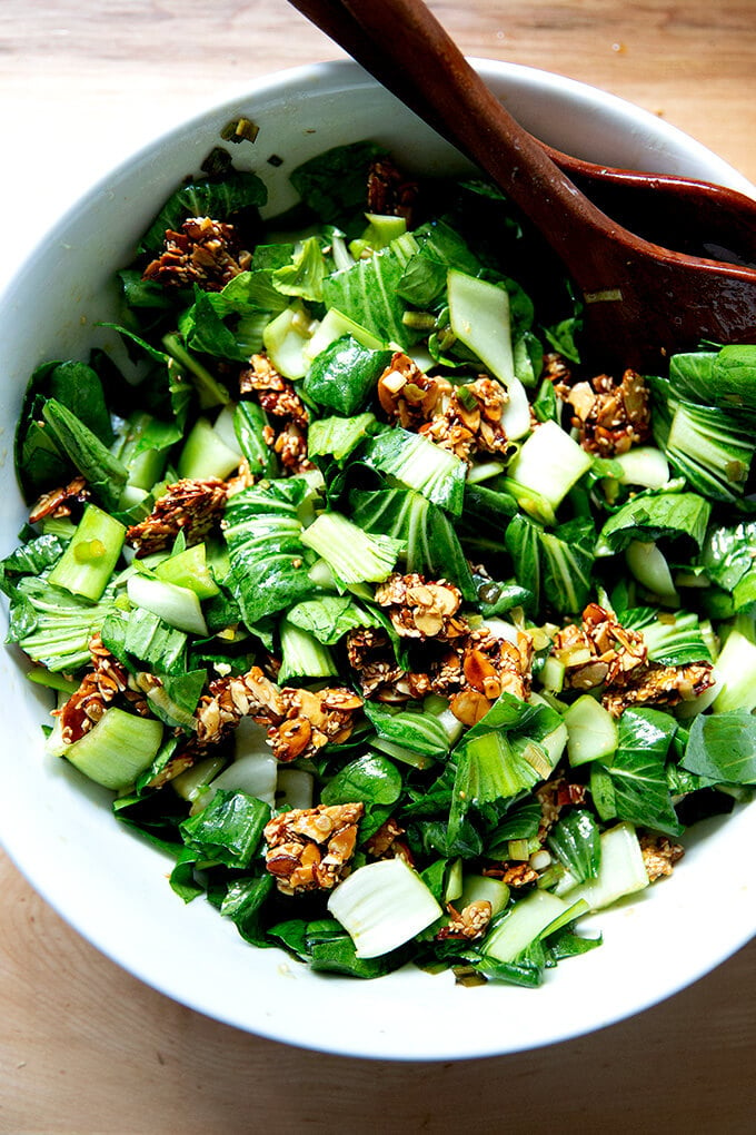 Bok Choy Salad with Sesame Almond Crunch