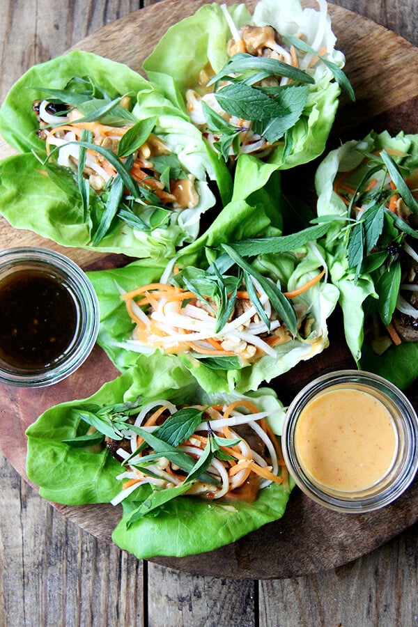 I love this peanut sauce, one I have made a number of times over the years, for its versatility: for chicken satay, lettuce wraps, and fresh spring rolls. It, along with copious amounts of Thai basil, even transforms tofu. // alexandracooks.com